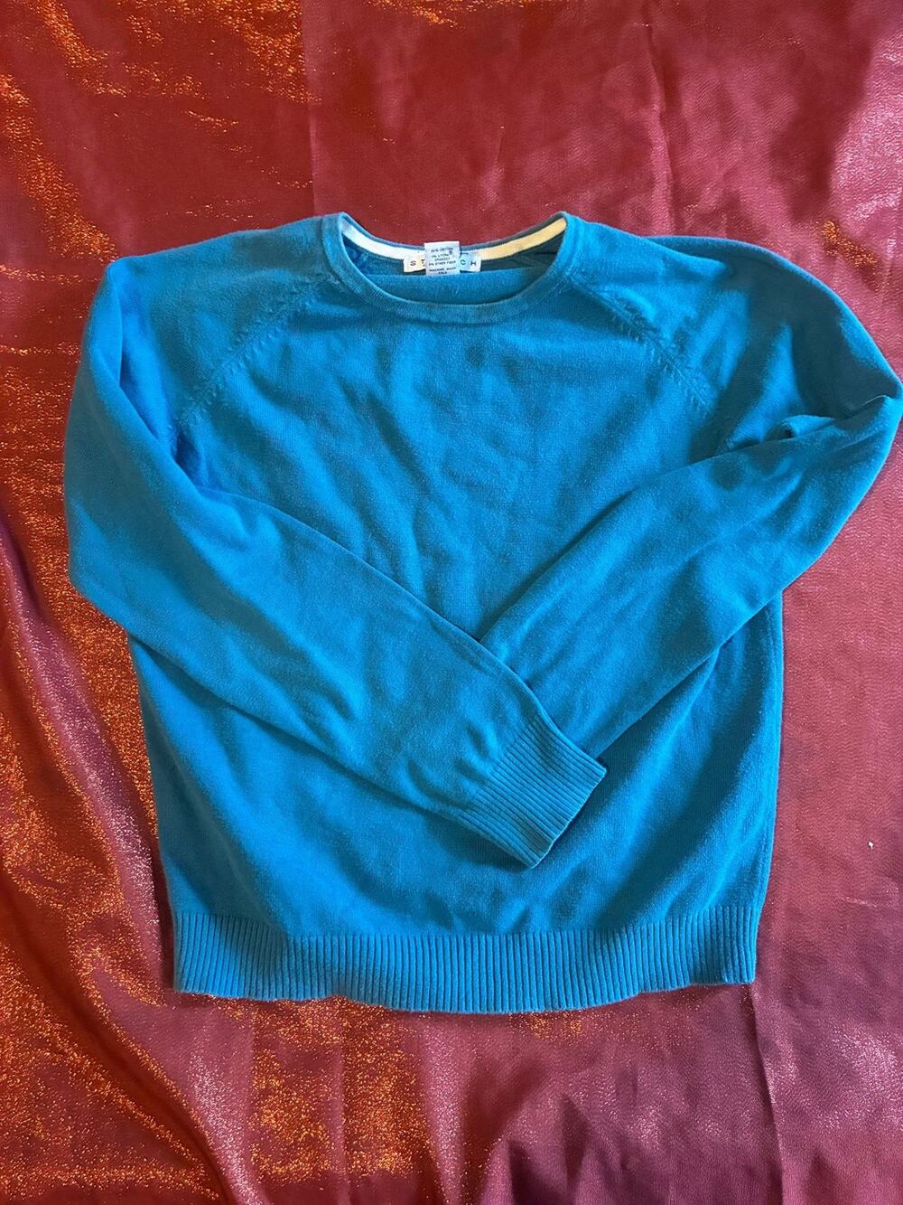 GAP Sweater Womens M Teal Crewneck Stretch Lightweight Pullover Knit Long Sleeve